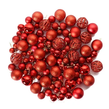 Christmas Tree Baubles 100 pcs + Star, Red