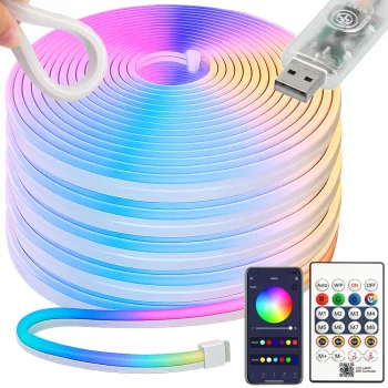 10m RGB LED Neon Strip Light with Bluetooth and Remote Control