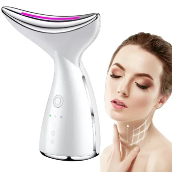 EMS Ultrasonic Neck and Face Massager, 3-in-1, White