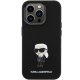 Karl Lagerfeld iPhone 15 Pro Case Silicone Ikonik Metal Pin, Black