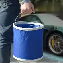 Collapsible Camping Bucket 11L, Blue/White