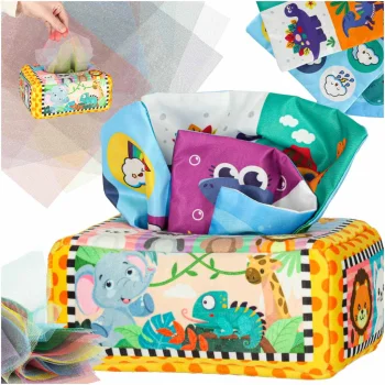 Montessori Sensory Tissue Box Sorter Toy, Multicolor