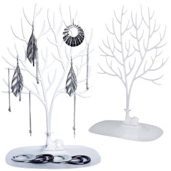 Jewelry Stand Organizer Deer Tree for Necklaces & Earrings, White