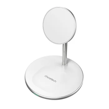 Magnetic Wireless Charger Stand CHOETECH 2in1 15W, White