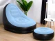 Inflatable Lounge Chair with Ottoman, Comfortable Blow Up Armchair for Home or Patio, Blue