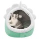 Pet Bed House with Cat Ears, Size L, Green