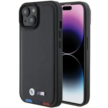 Apple iPhone 15 6,1" BMW Leather Stamp Tricolor Case Cover (BMHCP15S22PTDK), Black