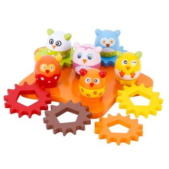 Onshine Wooden Gear Toy with Animal Egg Puzzle