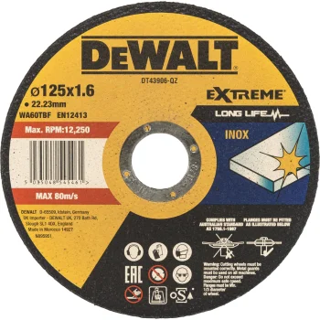 DeWalt DT43906-QZ INOX Metal Cutting Disc 125 x 1.6 mm