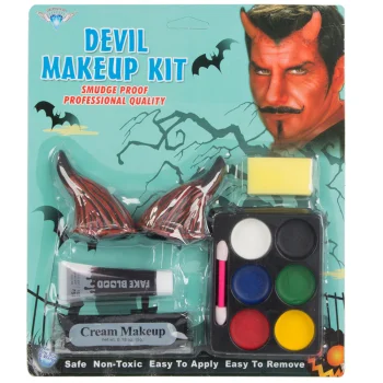 Halloween Devil Face Makeup Kit with Horns