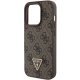 Guess Leather 4G Triangle Strass Case for iPhone 15 Pro, Brown