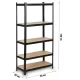 Humberg HR-813 Metal Storage Shelving Unit 180x90x40 cm, Black