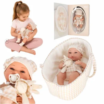 Baby Doll with Carrier and Bunny Plush Toy, 38 cm, Beige