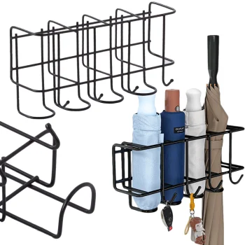 Metal Umbrella Holder Stand Umbrella Organiser with Hooks for Keys, Different colors