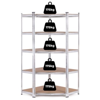 ModernHome Corner Storage Rack 180x90x40 cm Galvanized Steel 5 Shelves 875 kg