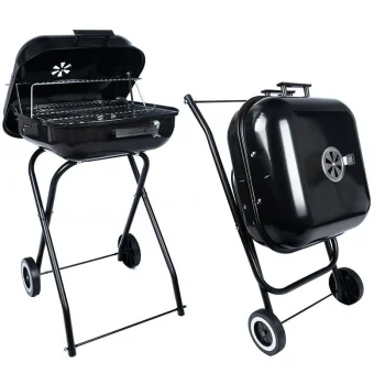 Foldable Portable Charcoal Grill on Wheels HQ