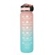 Motivational Water Bottle with Time Marker Reminder Tracker Leak-proof BPA Free, 1L, Pink-Blue