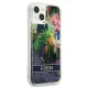 Guess Flower Liquid Glitter Case for iPhone 13 mini, Blue