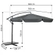Plonos 488000 Folding Garden Parasol with Cover, 350 cm, Grey