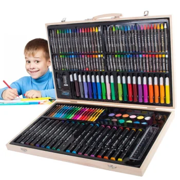 Art Set in Wooden Suitcase, 188 Pieces