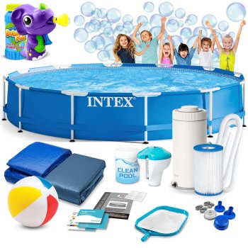 INTEX 28212 Above Ground Frame Pool Set 366 x 76 cm 16-in-1 + Bubble Machine