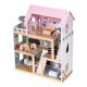 ECOTOYS 3-Story Wooden Dollhouse with Terrace and 15 Furniture Pieces