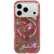 Guess IML Glitter Blossom Roses Case for iPhone 17/18 Pro Max, MagSafe, Burgundy