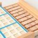 Wooden Sudoku Board Puzzle Set with Drawer Math Brain Teaser, Blue