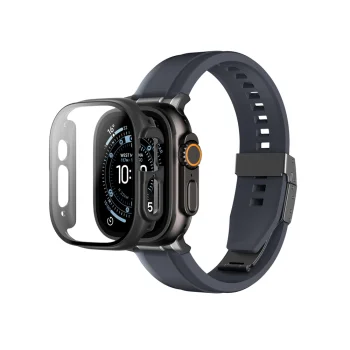 AmazingThing Radix Glass Screen Protector with Case for Apple Watch Ultra 3 49mm, Black