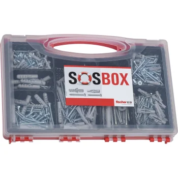 Fischer SOS-Box Plug and Screw Assortment Set S/FU, 180 Pieces