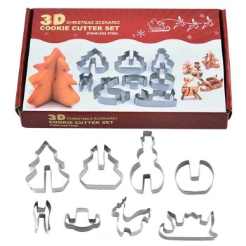 Ziemassvētku 3D cepumu formiņas 8 gab. komplekts svētku cepšanai