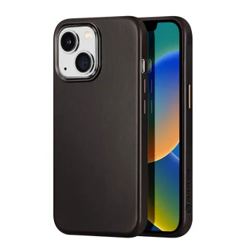 Dux Ducis Naples odinis dėklas telefonui iPhone 14 Plus su MagSafe, tamsiai rudas