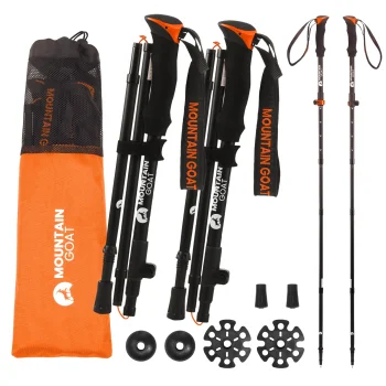 Folding Trekking and Nordic Walking Poles PRO+ MOUNTAIN GOAT 110-130 cm, Orange