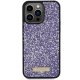 Guess iPhone 15 Pro Case Rhinestone Metal Logo, Pink