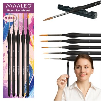 Detail Paint Brush Set with Stand Maaleo 26119, 5 pcs, Black