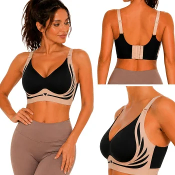 Women's Push-Up Sports Bra with Pads, Black, 2XL