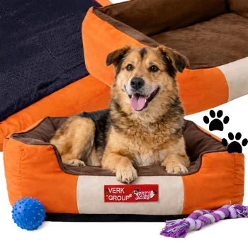 Pet Bed for Dogs and Cats, Size M, Non-Slip Base, 70x55 cm, Orange