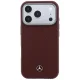 Mercedes Leather Semi Wrap Wood Effect MagSafe Case for iPhone 17 Pro, Red