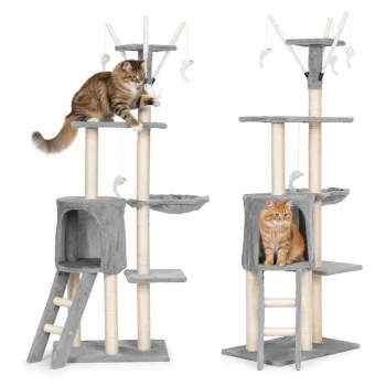 Petsi Cat Scratching Post with House and Hammock Grey 134 cm