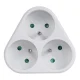Maclean MCE214 3-Way Socket Adapter with Grounding, 16A, White