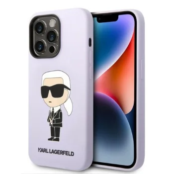 Karl Lagerfeld iPhone 14 Pro Case Silicone Ikonik Karl Purple