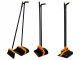 Long Handle Broom and Dustpan Set 2-in-1 Upright Sweeper, Black-Orange