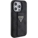 Guess iPhone 15 Pro Case Grip Stand 4G Triangle Strass, Black