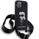 Karl Lagerfeld iPhone 15 Case Crossbody Silicone Ikonik, Black