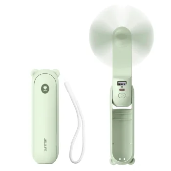 Jisulife Handheld Fan Life8 Plus Portable USB Fan with Power Bank and Flashlight, Green