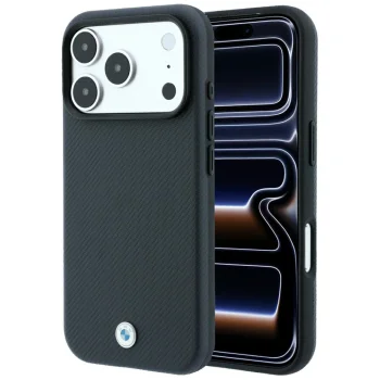 BMW Sign Kevlar Metal Logo MagSafe Case for iPhone 18 Pro Max / 17 Pro Max, Dark Gray
