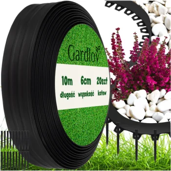 Garden Edging 6cm x 10m Gardlov Black with 20 Pegs