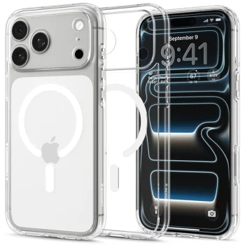 Spigen Ultra Hybrid MagSafe Case for iPhone 18 Pro / 17 Pro - Clear and White