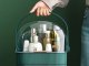 Large Portable Makeup Organizer with Drawers and Handle, Green and Gold