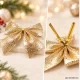 Decorative Christmas Bows for Tree and Wreaths, 12 pcs, Gold